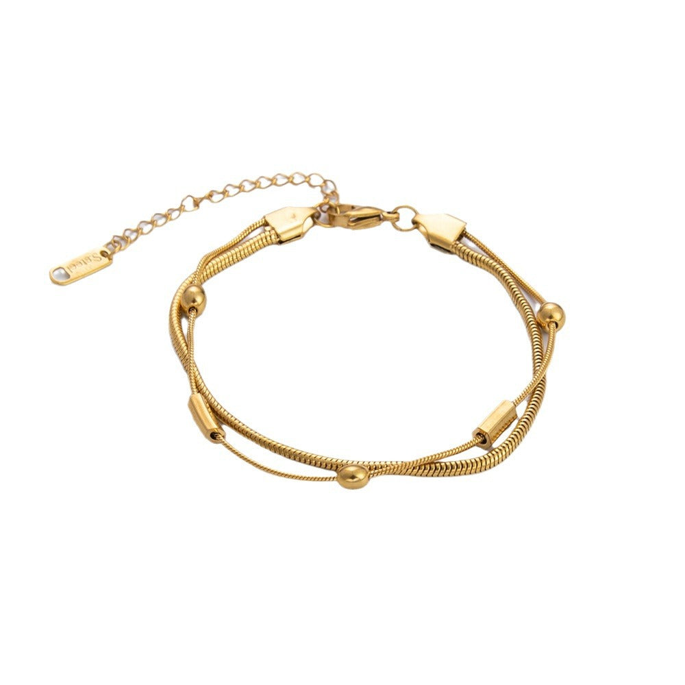 Wavy Titanium Steel Bracelet Luxurious 18K Gold Plated Women's Jewelry