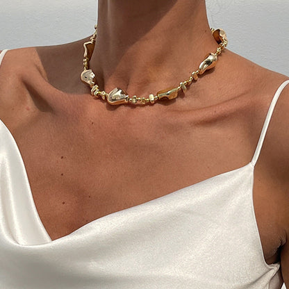 Baroque Irregular Pearl Bead Choker Necklace With Star Tassel