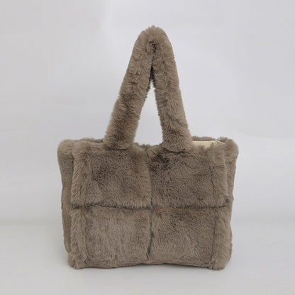 Plush Tote Bag Large Capacity Stylish Shoulder Bag