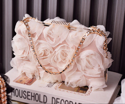 Chic Floral Chiffon Evening Clutch Party Bag