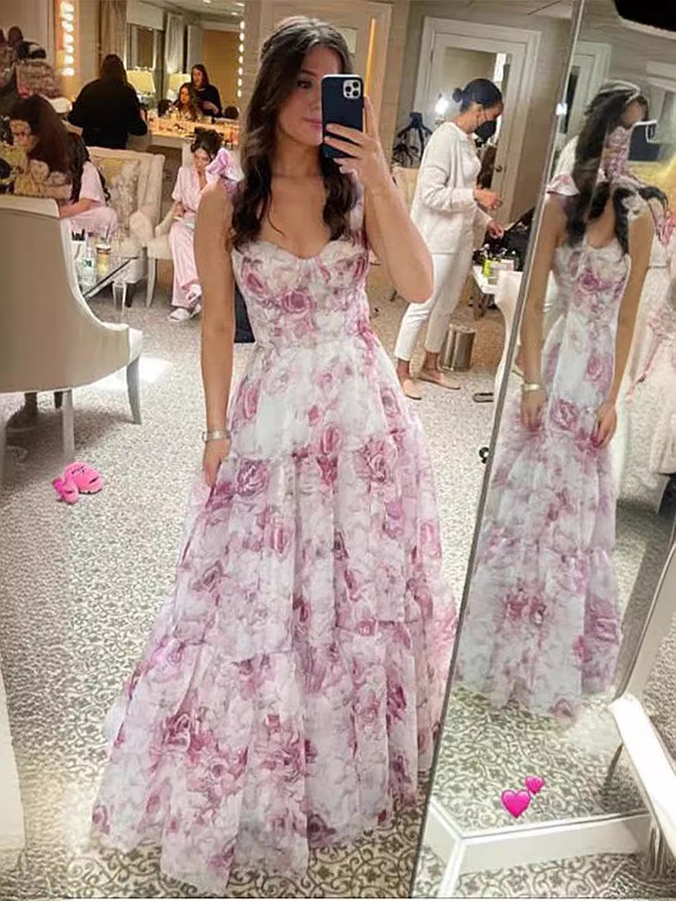 Elegant Sheer Off-Shoulder Dress With 3D Floral Design