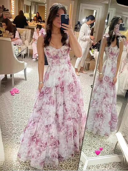 Elegant Sheer Off-Shoulder Dress With 3D Floral Design