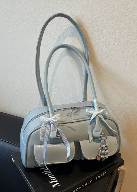 Patent Leather Shoulder Bag with Double Pocket