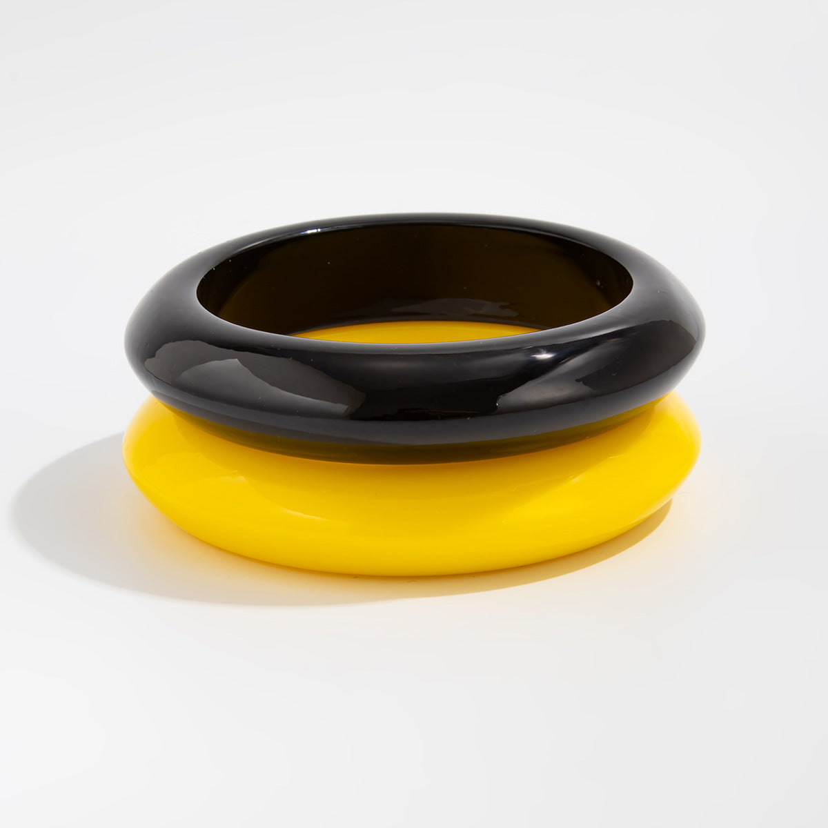 Geometric Resin Bangle Bracelet Trendy Yellow and Black
