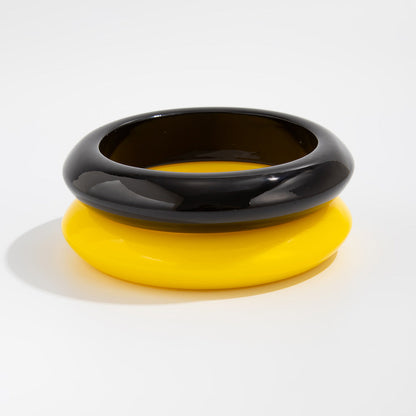 Geometric Resin Bangle Bracelet Trendy Yellow and Black