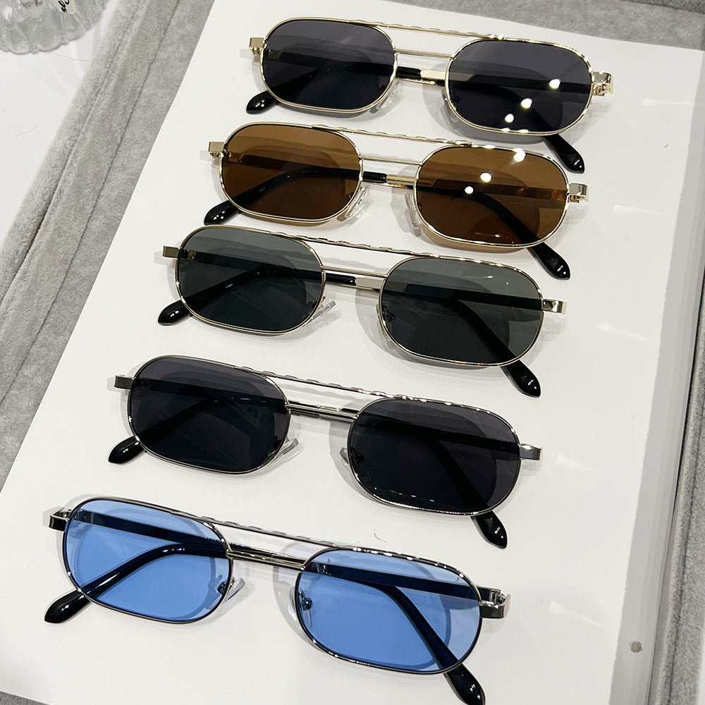 Trendy Rectangle Narrow Frame Sunglasses for Men and Women