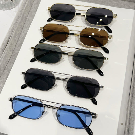 Trendy Rectangle Narrow Frame Sunglasses for Men and Women