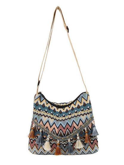 Trendy Bohemian Style Bucket Bag with Tassels
