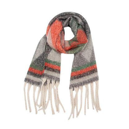 Winter Cozy Tassel Color Block Warm Scarf