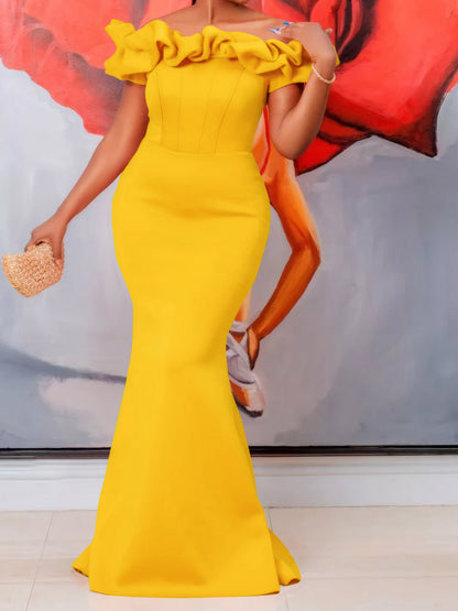 Elegant Off-Shoulder Mermaid Maxi Dress Casual Gown