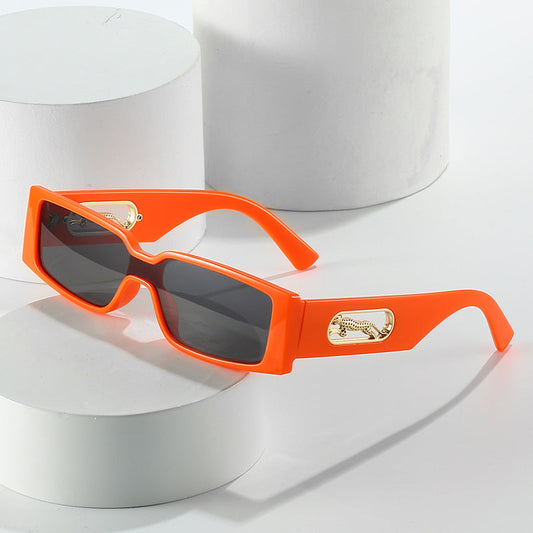 Candy Color Square Sunglasses with Leopard Decor for Men and Women