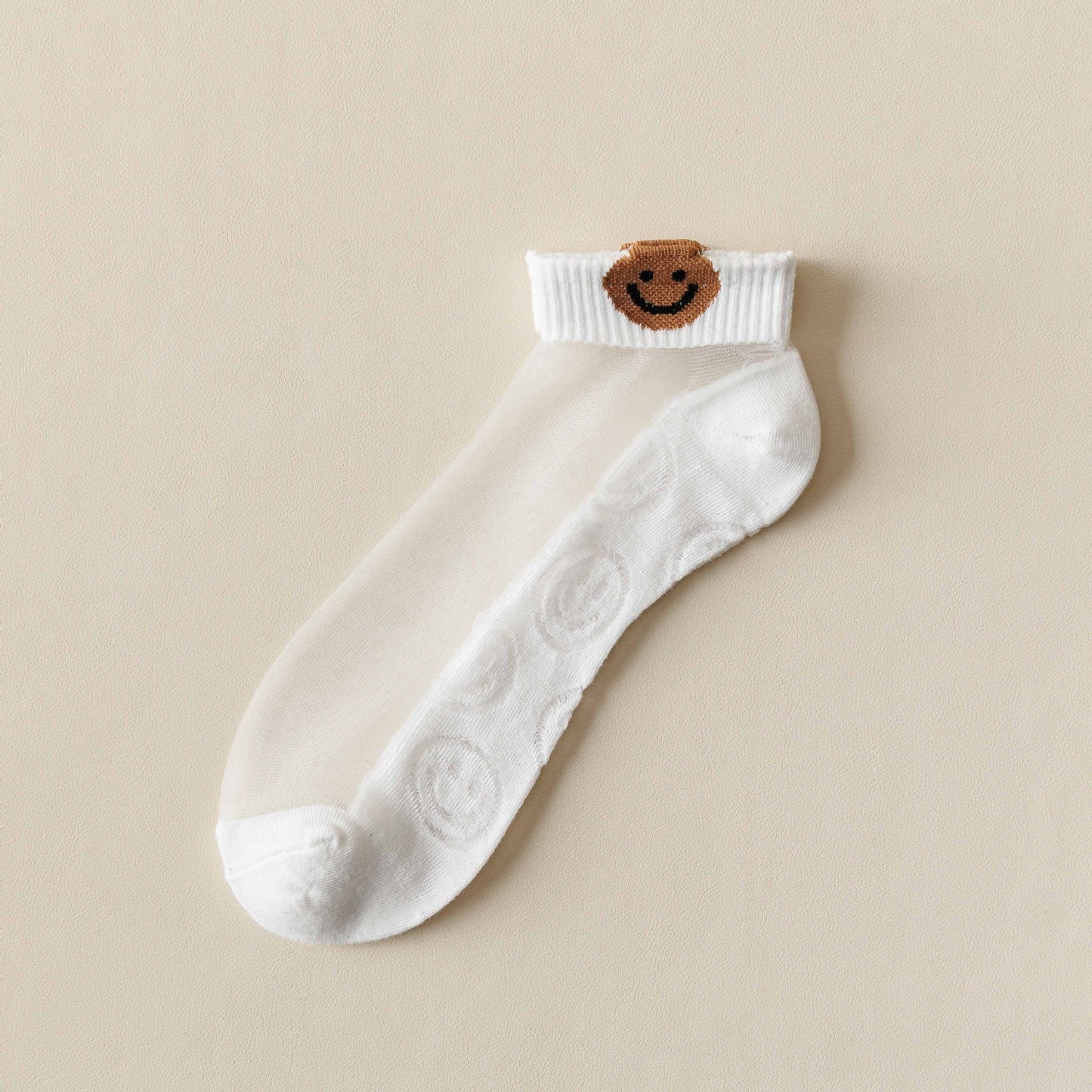 Rufia -  Breathable Sheer Ankle Socks with Bear Pattern