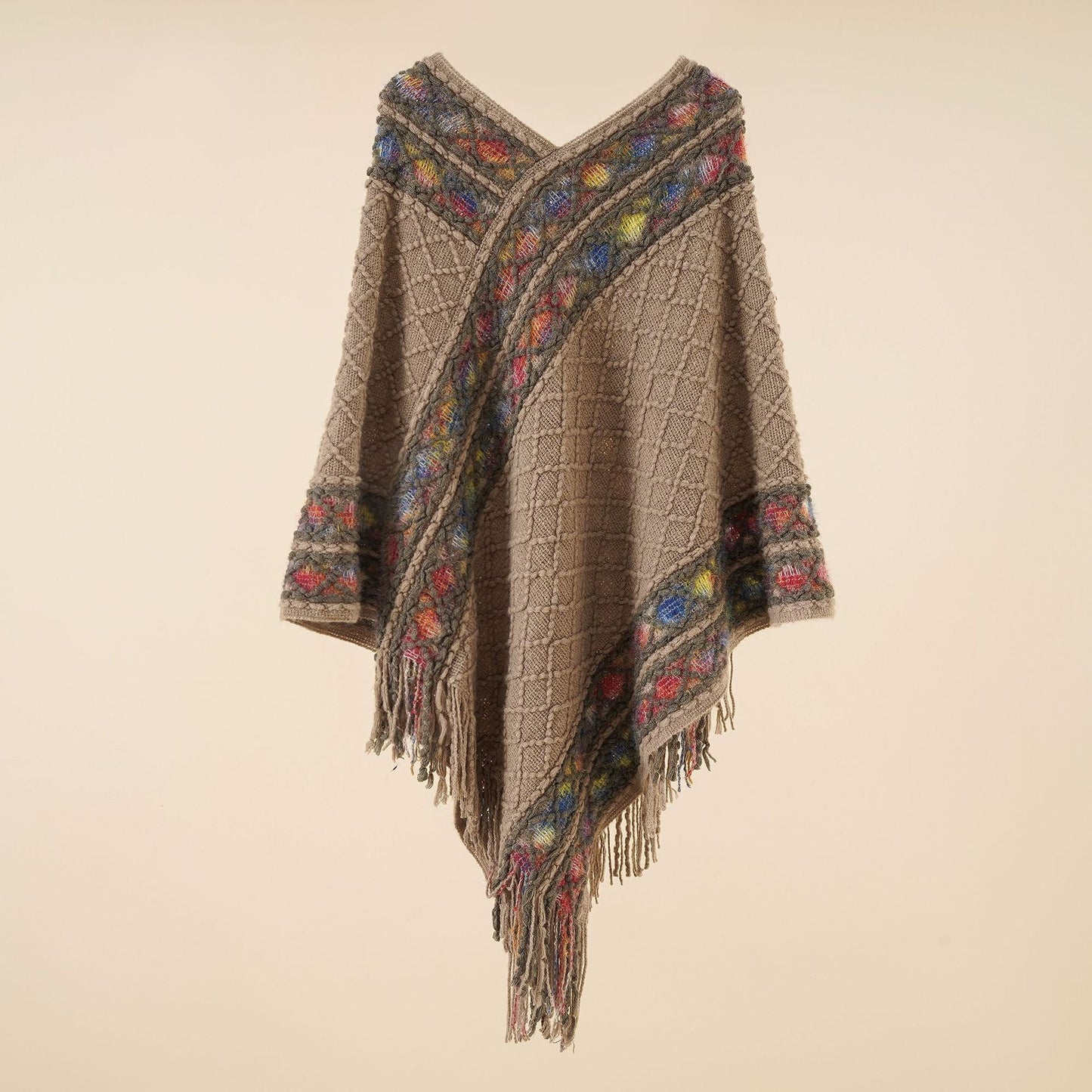 Spring And Autumn New Loose Pullover Knitted Shawl Ethnic Style Pullover Cape