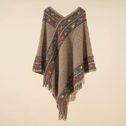 Spring And Autumn New Loose Pullover Knitted Shawl Ethnic Style Pullover Cape