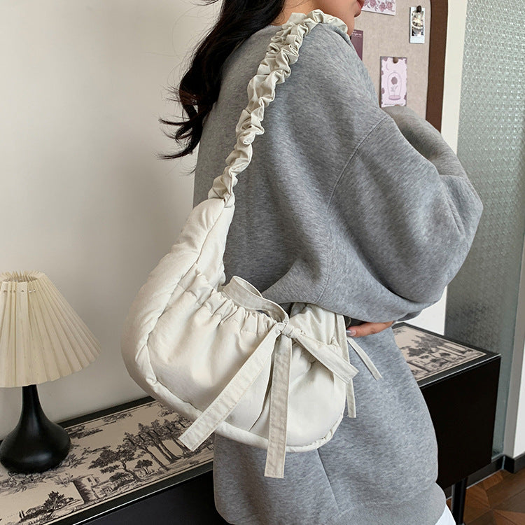 Trendy Casual Nylon Crossbody Bag With Drawstring Closure