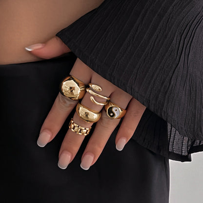 Trendy Geometric Metal Drop Rings For Women