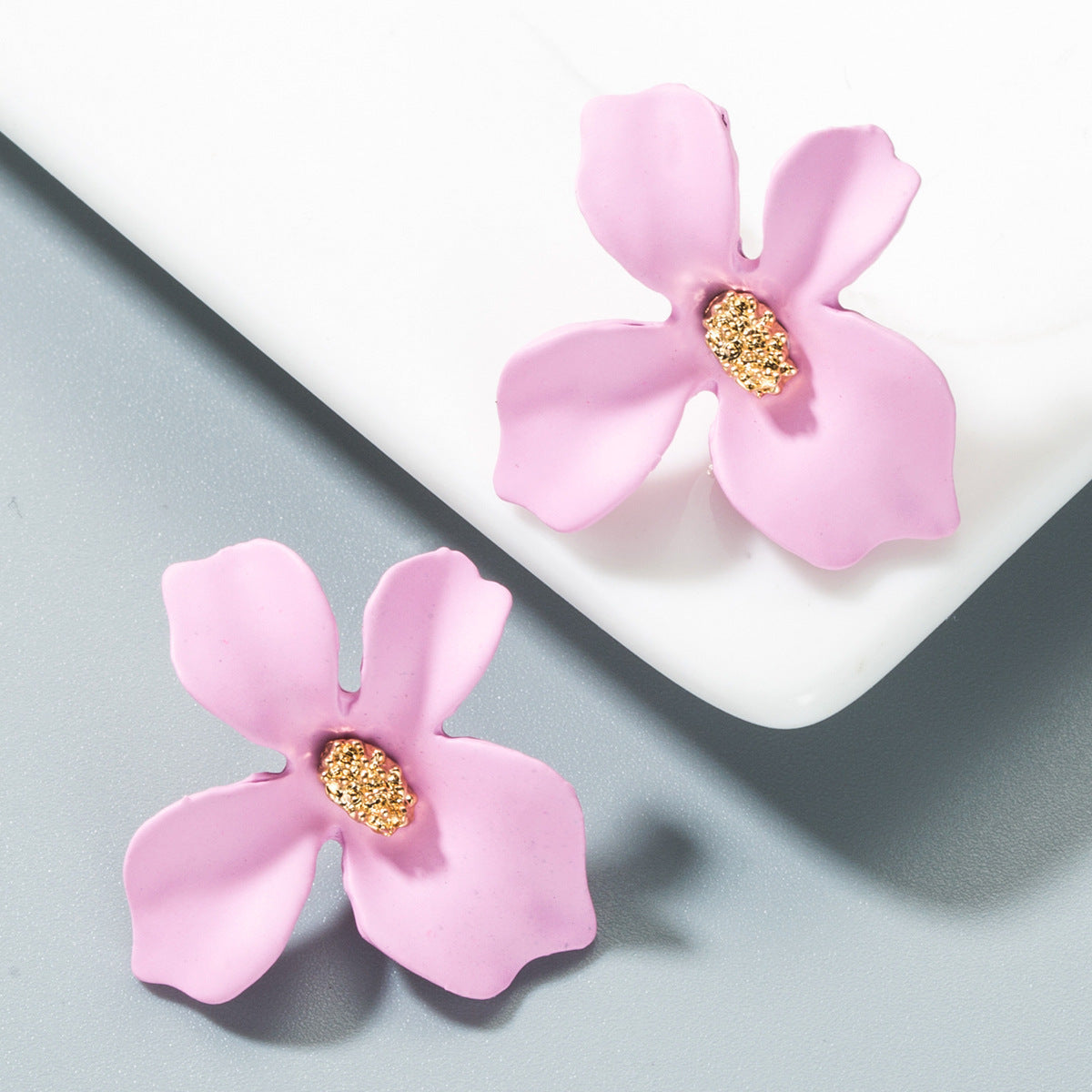 Trendy Floral Alloy Earrings Casual Chic Ear Studs