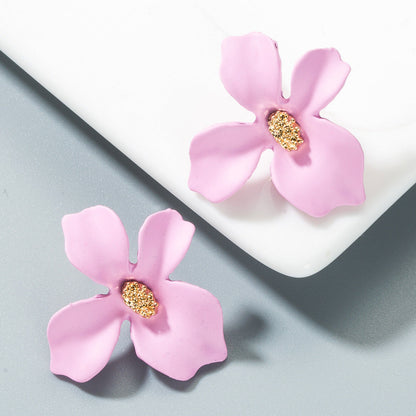 Trendy Floral Alloy Earrings Casual Chic Ear Studs