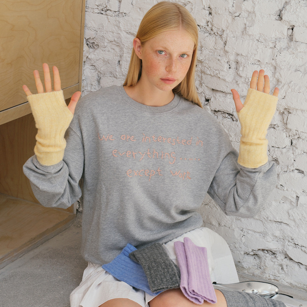 Knitted Fingerless Gloves Warm Wool Blend Solid Color Cozy Casual
