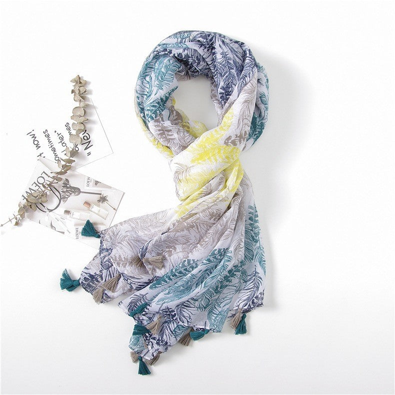 Japanese Literary And Artistic Fresh Cotton And Linen Scarf Retro Patchwork Bohemian Cashew Print Silk Scarf Beautiful Sunscreen Scarf