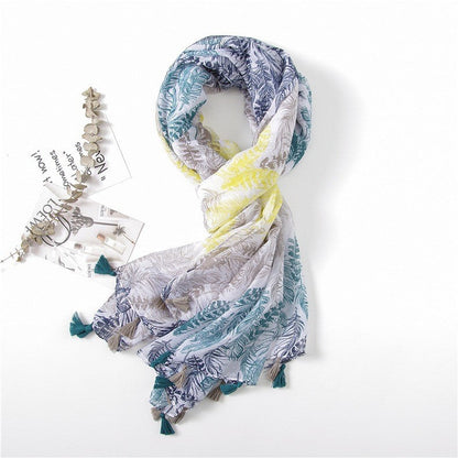 Japanese Literary And Artistic Fresh Cotton And Linen Scarf Retro Patchwork Bohemian Cashew Print Silk Scarf Beautiful Sunscreen Scarf