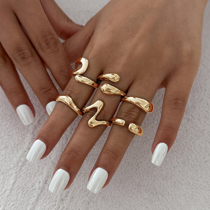 Geometry Design Liquid Metal Rings Trendy & Modern Jewelry