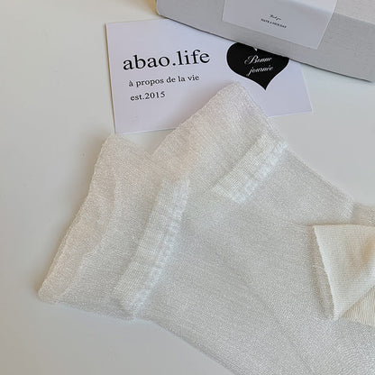 Solid Color Sheer Glass Silk Lace Socks