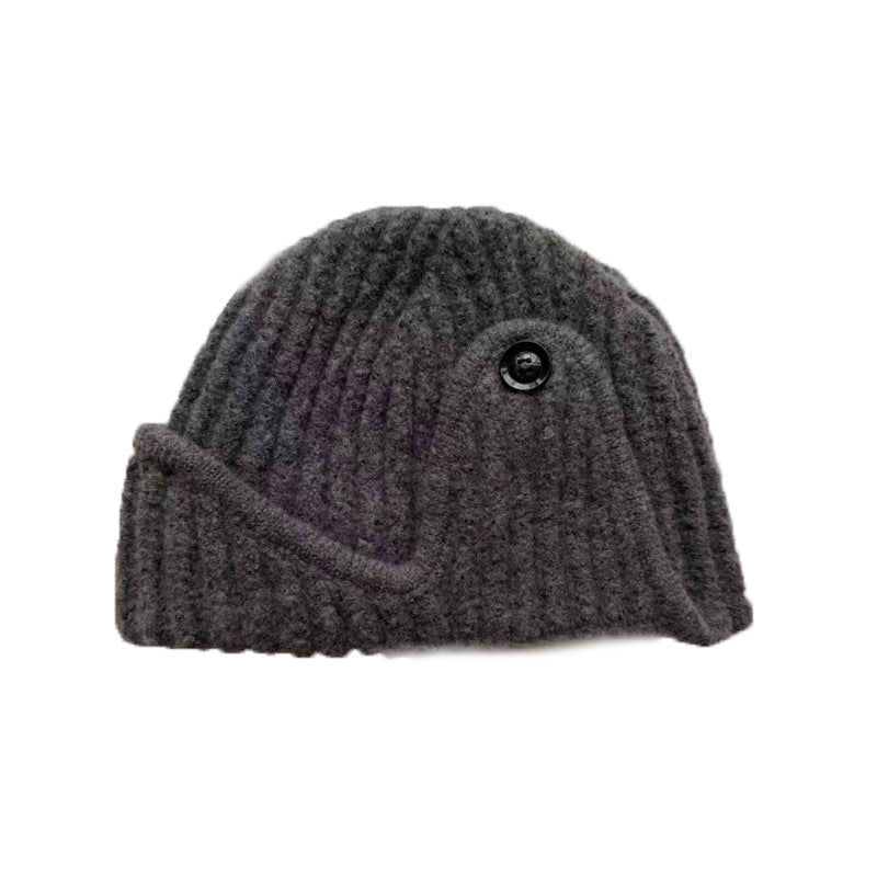 Plain Color Wool Blend Knitted Beanie Hat for Women