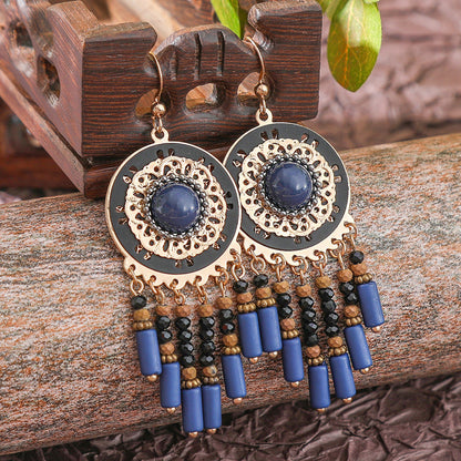 Bohemian Vintage Floral Tassel Earrings for Women