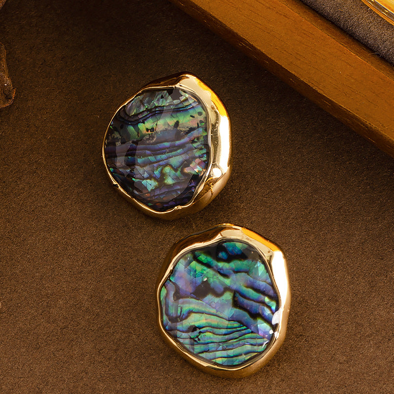 Chic Natural Abalone Shell Stud Earrings