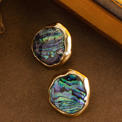 Chic Natural Abalone Shell Stud Earrings
