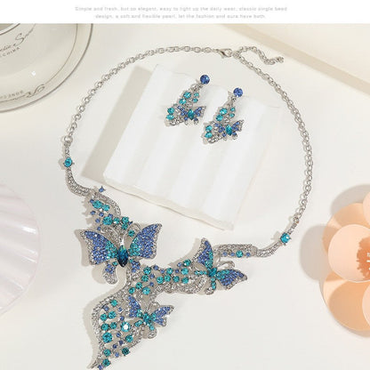 Fashionable Butterfly Necklace Set with Earrings - Alloy Jewelry for Women