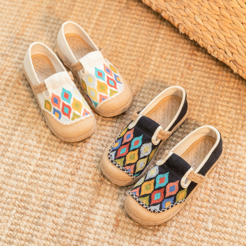 Cross Stitch Colorful Peacock Pattern/Different Footwear Spring Linen Shoes