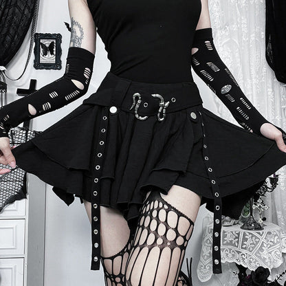 Gothic Style Asymmetrical Metal Half Skirt