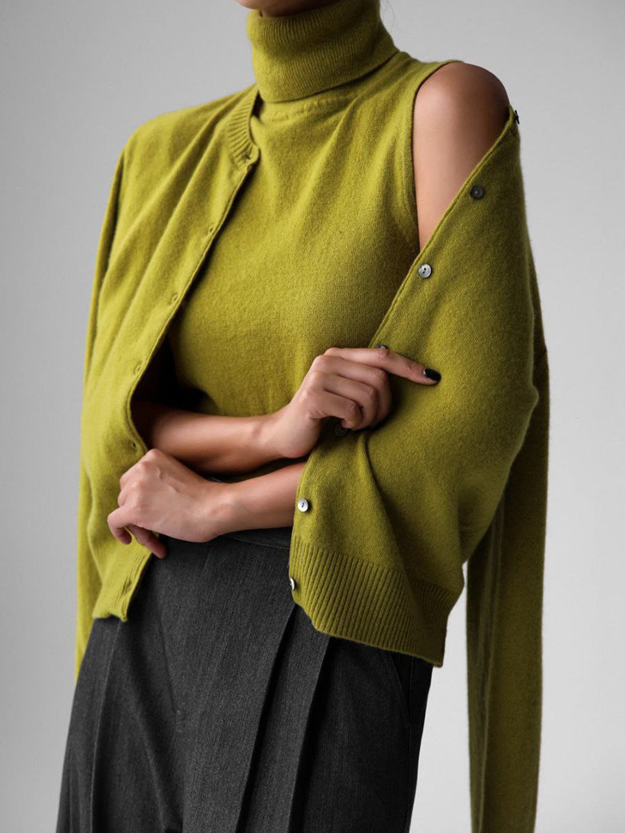 Knitted Sweater Vest and Cardigan Set Casual Fashion