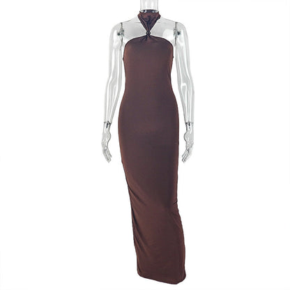 Bodycon Halter Neck Dress In Solid Colors