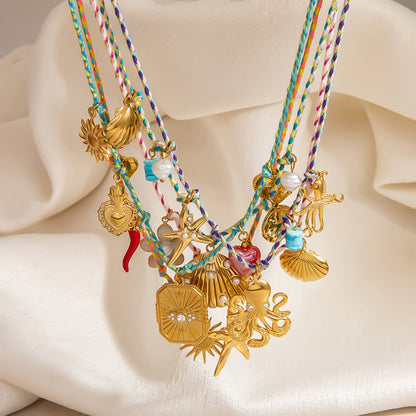 Stainless Steel Starfish Shell Pendant Necklace Luxury Women's Choker