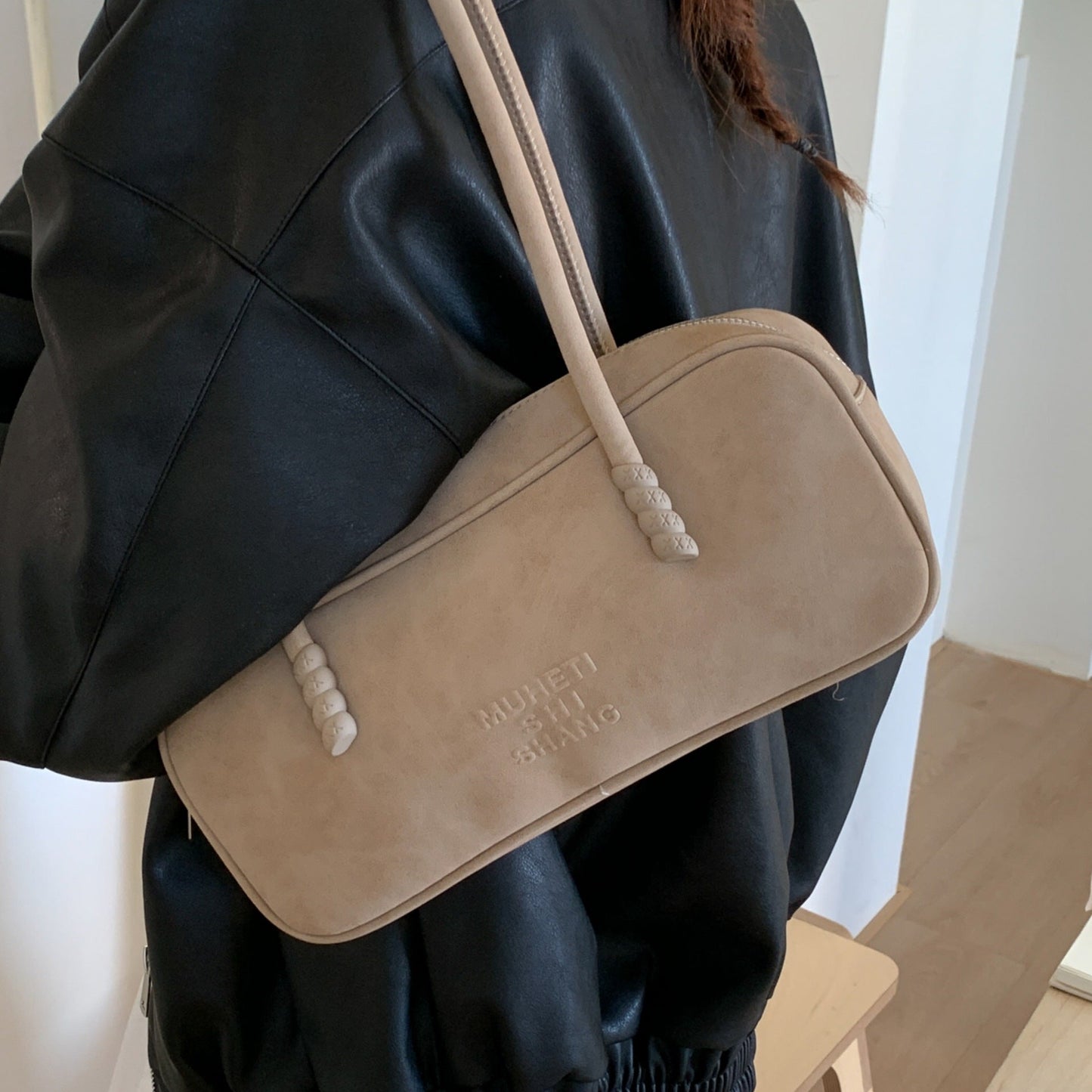 Vintage Faux Suede Large Capacity Tote Bag for Women