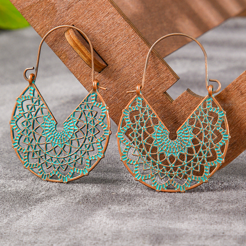 Trendy Geometric Alloy Earrings Set Vintage Bohemian Style