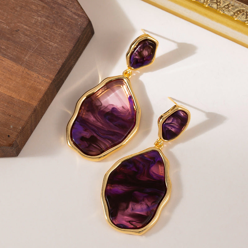 Geometric Leopard Print Drop Earrings Fashionable Alloy Jewelry