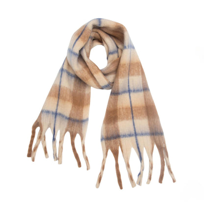 Trendy Winter Tassel Plaid Shawl Soft Scarf