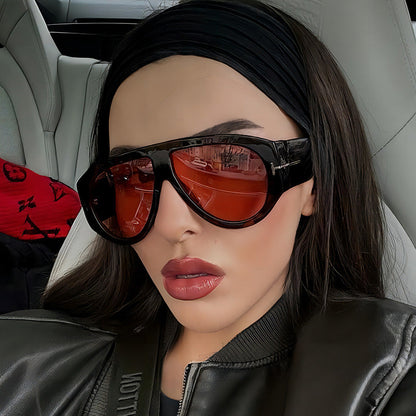 Fashion T-Shaped Oval Sunglasses UV400 Protection Trendy Shades