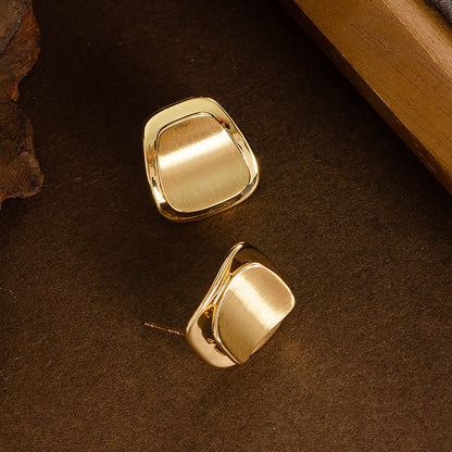 Square Geometric Earrings Minimalist Copper Design