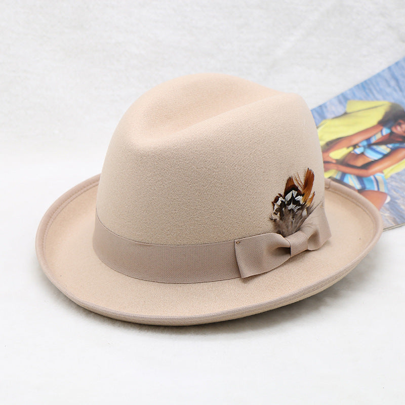 Fashionable Wool Felt Jazz Hat Unisex Warm Accessory