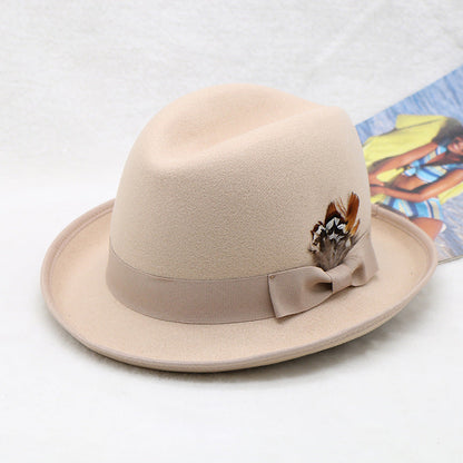 Fashionable Wool Felt Jazz Hat Unisex Warm Accessory