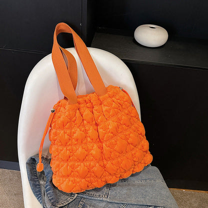 Trendy Velvet Bucket Bag Soft Casual Tote