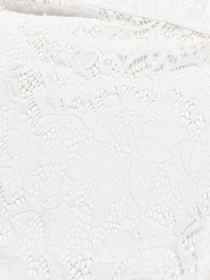 Elegant Square Neck Long Sleeve Lace Blouse
