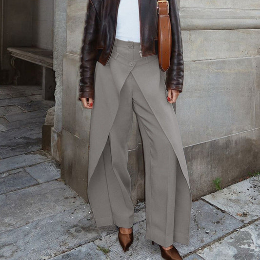 French High-Waisted Wide-Leg Pants For Women