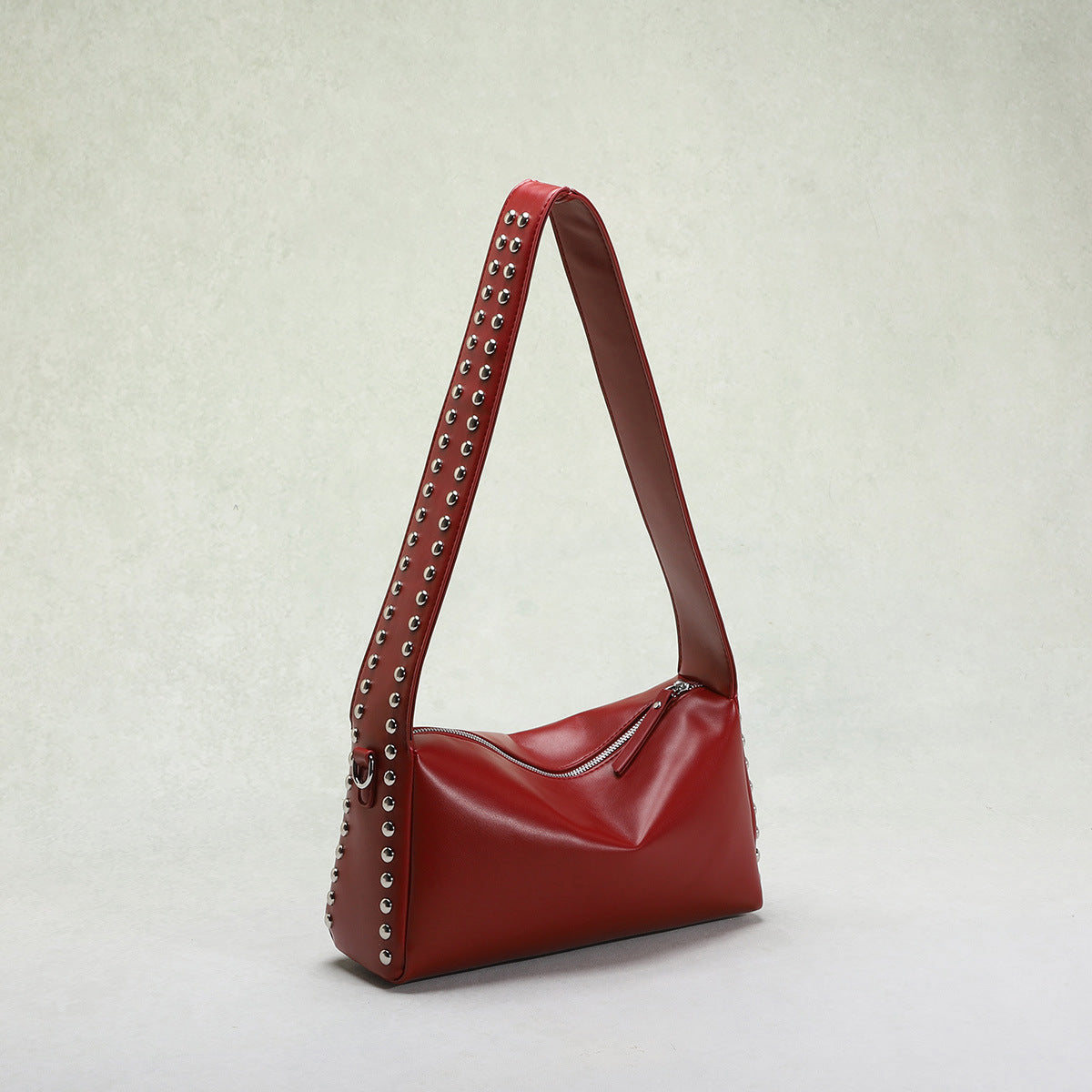 Punk-Inspired Two-Sided Studded PU Shoulder Bag