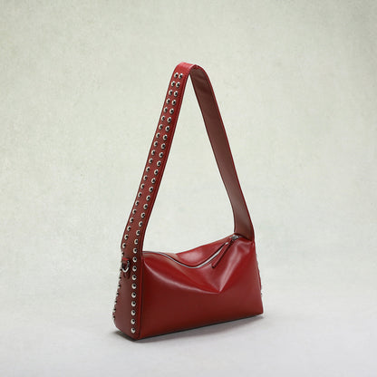 Punk-Inspired Two-Sided Studded PU Shoulder Bag